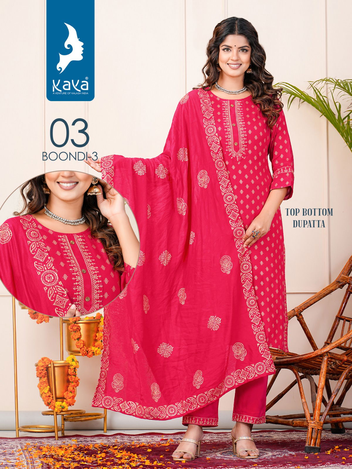 Boondi 3 By Kaya Straight Cut Rayon Printed Kurti With Bottom Dupatta Wholesale Shop In Surat